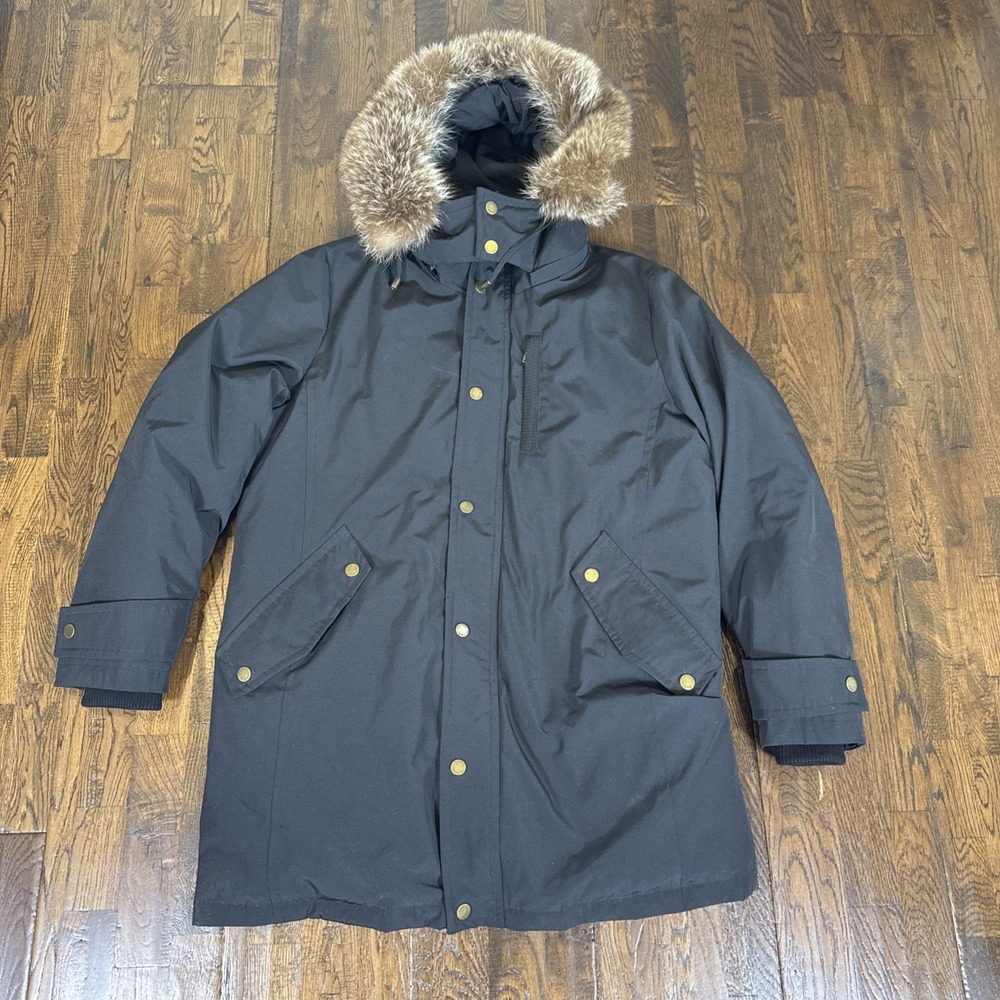 Pendleton Womens Bryce Down Parka M Black Raccoon Fur Hood Removable Tartan EUC